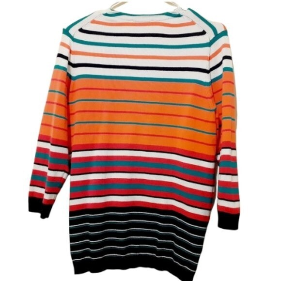 Liz Claiborne New York 100% Cotton Multicolor Button 3/4 Sleeves Cardigan - Picture 11 of 12